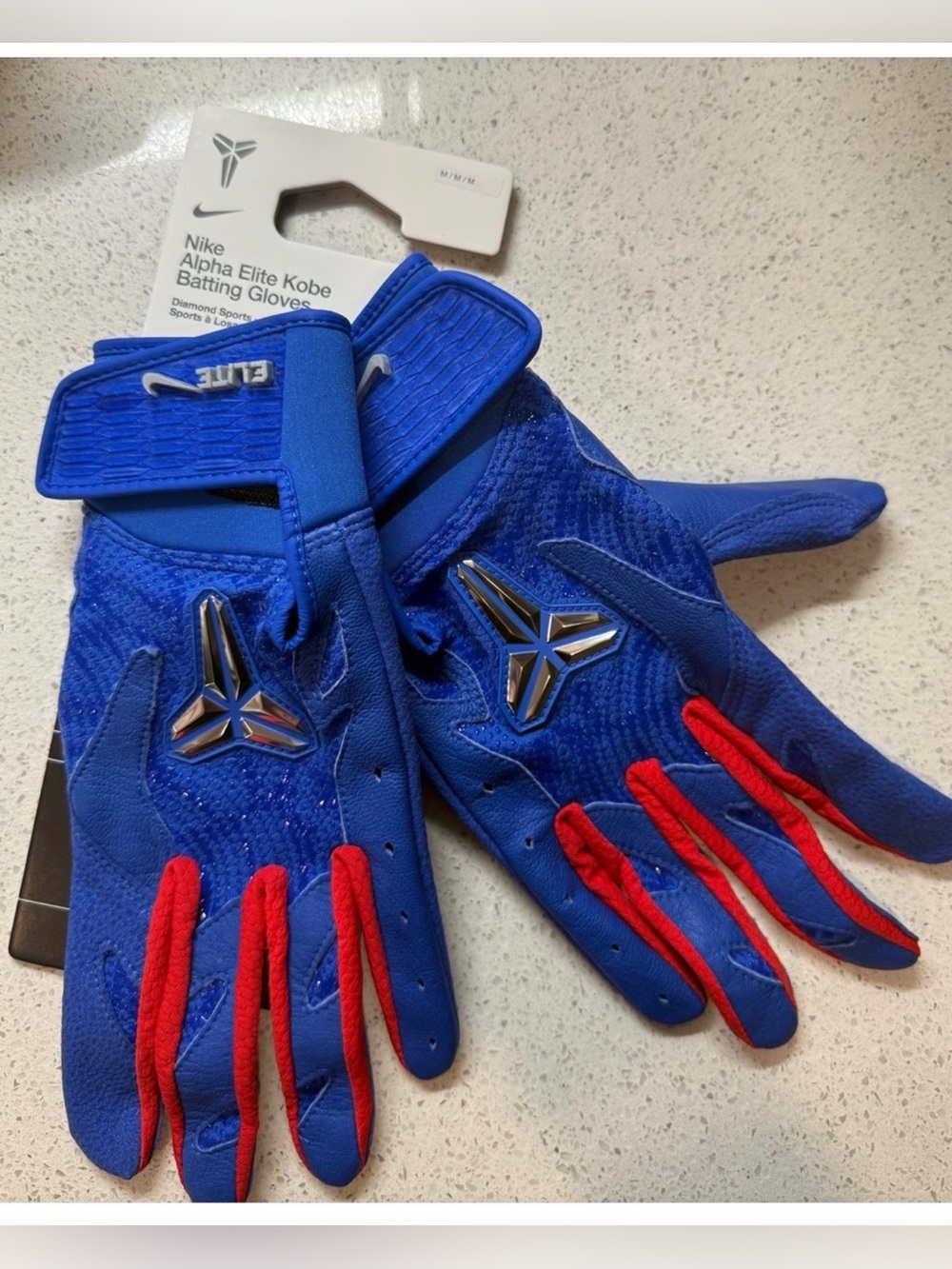 Nike Alpha Elite Kobe Dri-FIT Batting Gloves Pair Blue/Red Mens L